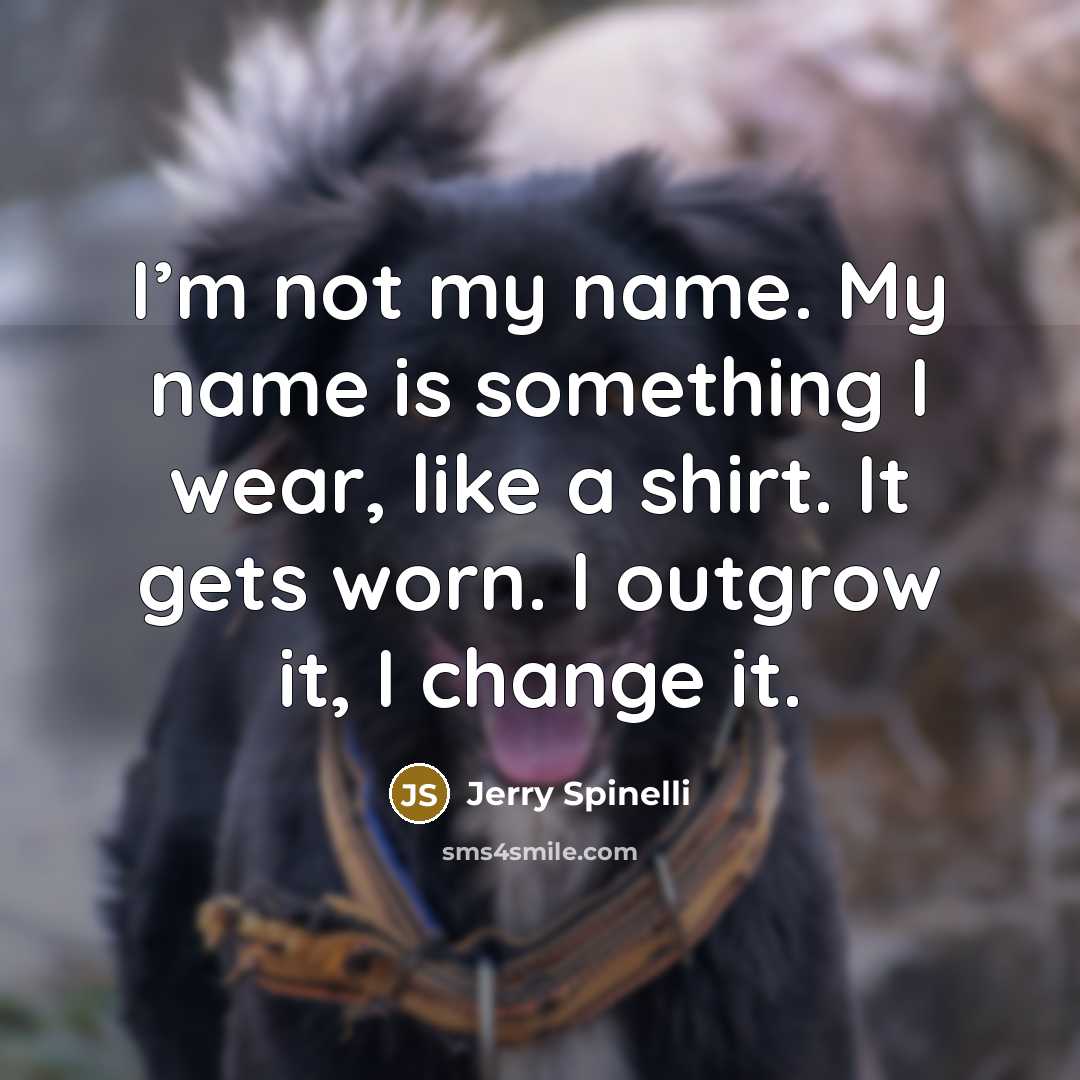 “I’m not my name. My name is something I wear,…” quote by Jerry Spinelli