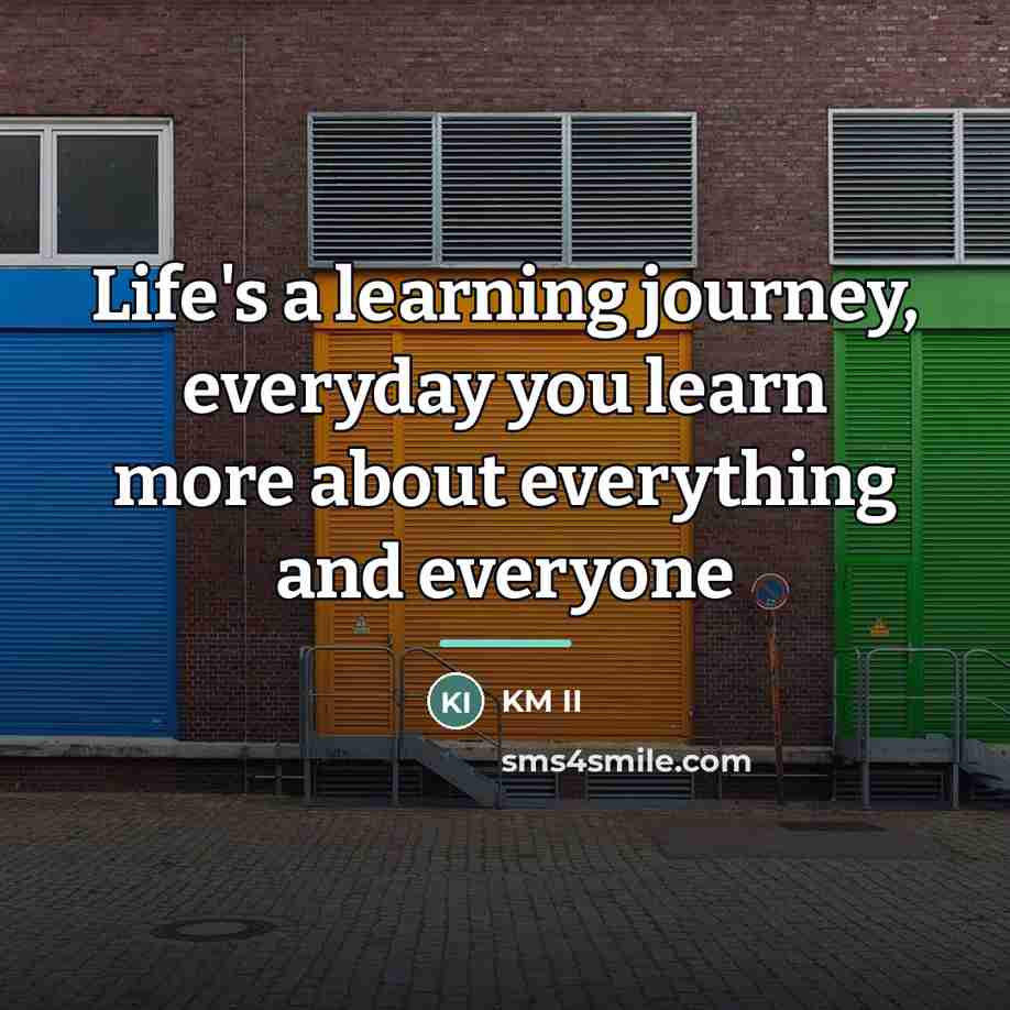 “Life's a learning journey, everyday you learn more about everything…” quote by KM II
