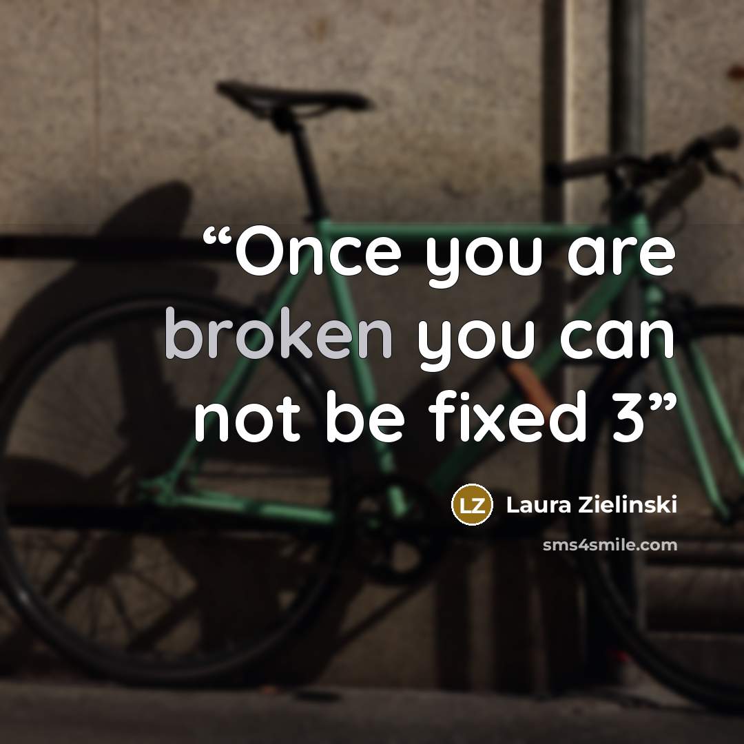 “Once you are broken you can not be fixed 3” quote by Laura Zielinski