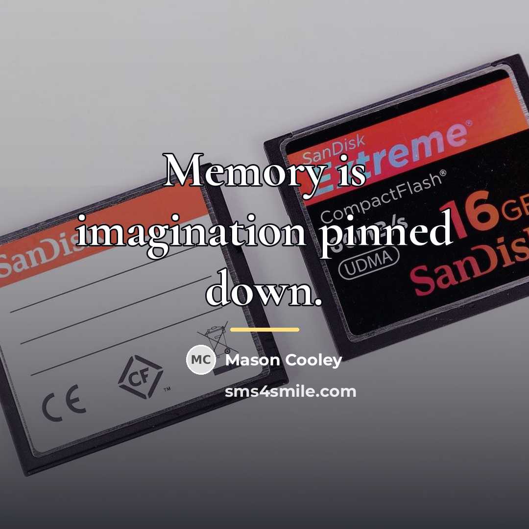 “Memory is imagination pinned down.…” quote by Mason Cooley