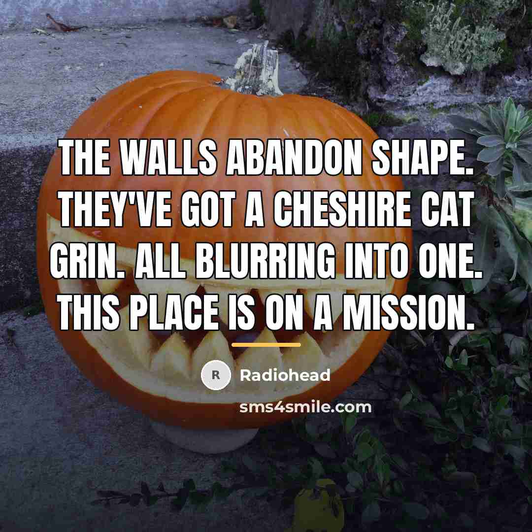 “The walls abandon shape. They've got a cheshire cat grin.…” quote by Radiohead