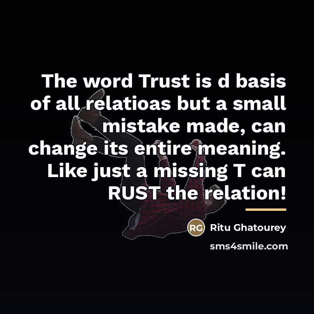 “The word Trust is d basis of all relatioas but…” quote by Ritu Ghatourey