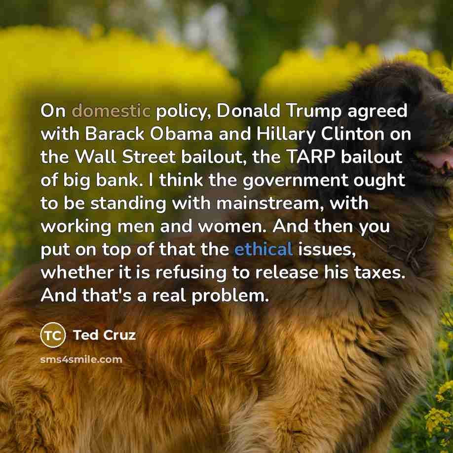 “On domestic policy, Donald Trump agreed with Barack Obama and…” quote by Ted Cruz