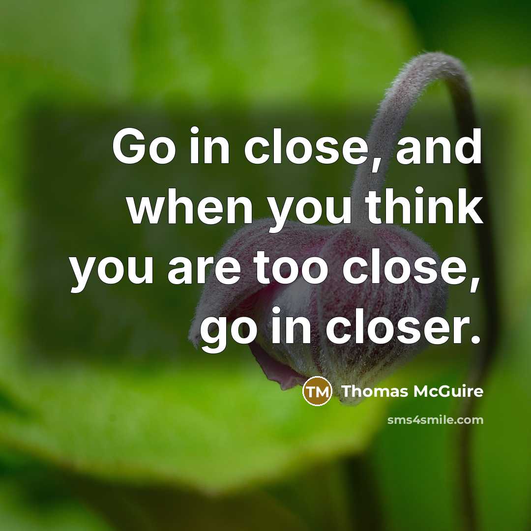 “Go in close, and when you think you are too close, go in closer.” quote by Thomas McGuire
