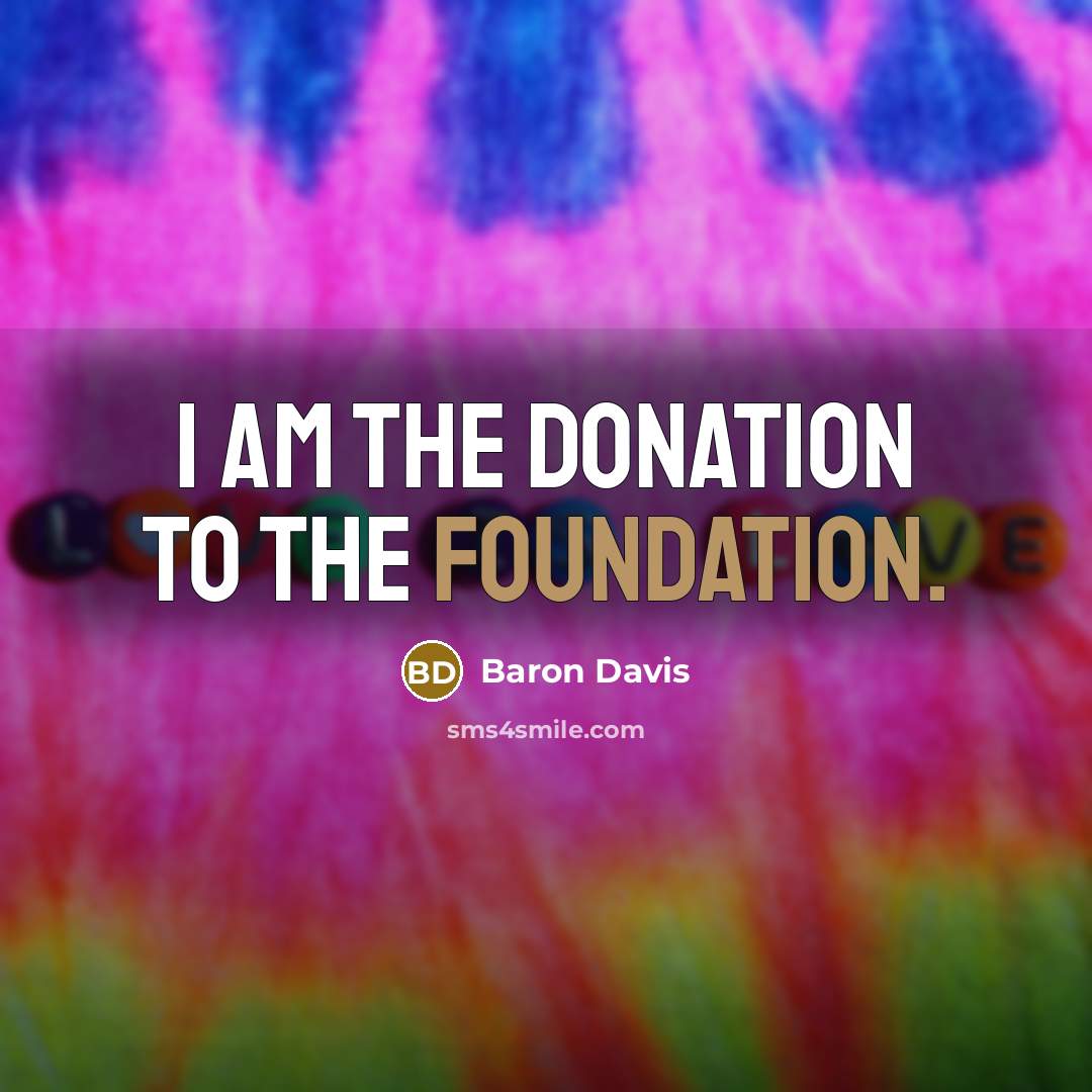 “I am the donation to the foundation.…” quote by Baron Davis
