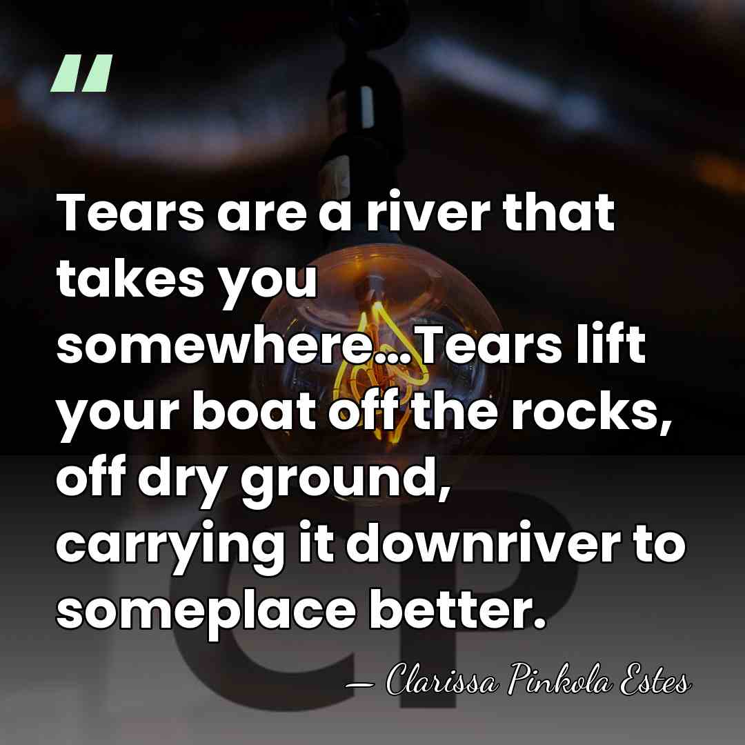 Tears are a river that takes you somewhere…Tears lift your boat off&hellip; - Clarissa Pinkola Estes