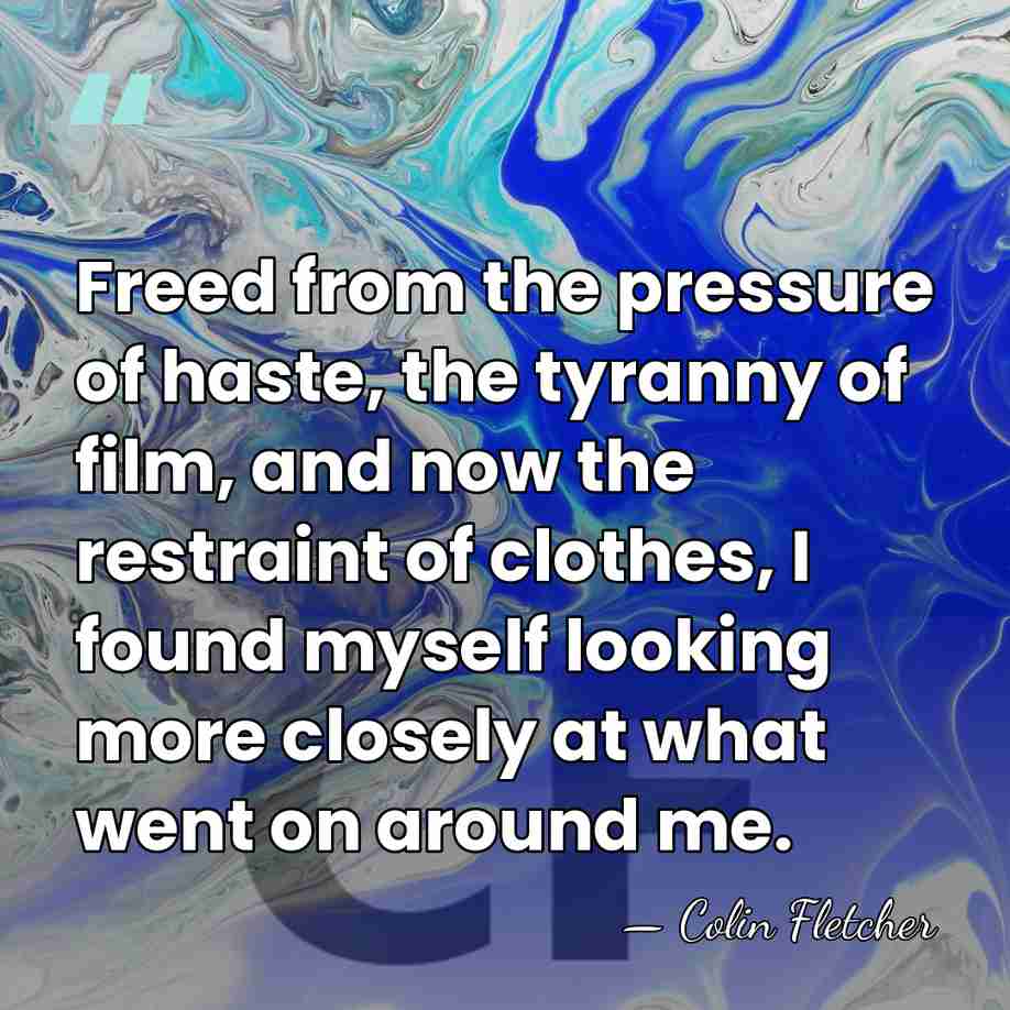 Freed from the pressure of haste, the tyranny of film, and now&hellip; - Colin Fletcher