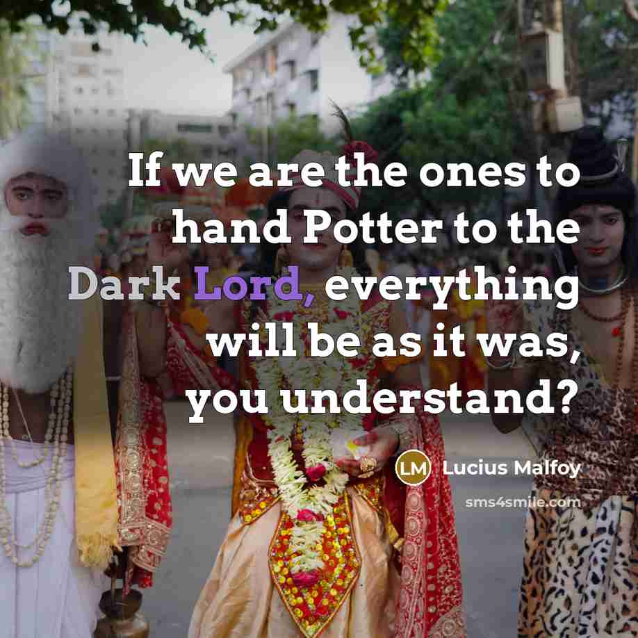 “If we are the ones to hand Potter to the Dark Lord, everything will be as it was, you understand?” quote by Lucius Malfoy