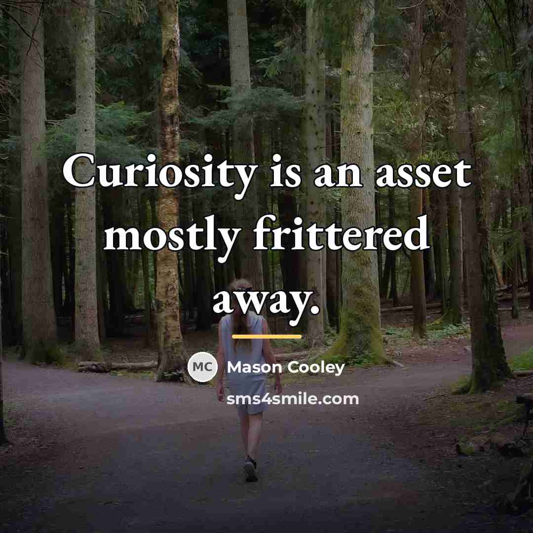 “Curiosity is an asset mostly frittered away.…” quote by Mason Cooley