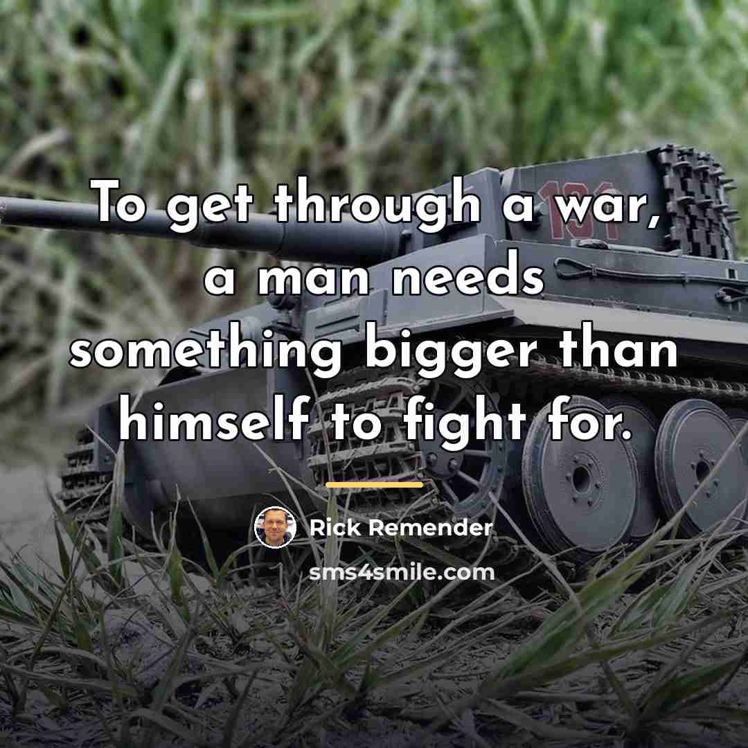 “To get through a war, a man needs something bigger…” quote by Rick Remender