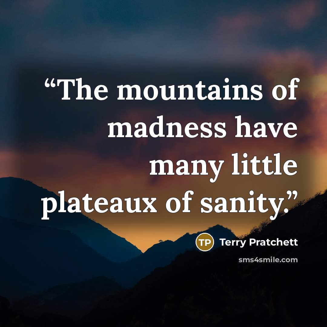 “The mountains of madness have many little plateaux of sanity.” quote by Terry Pratchett