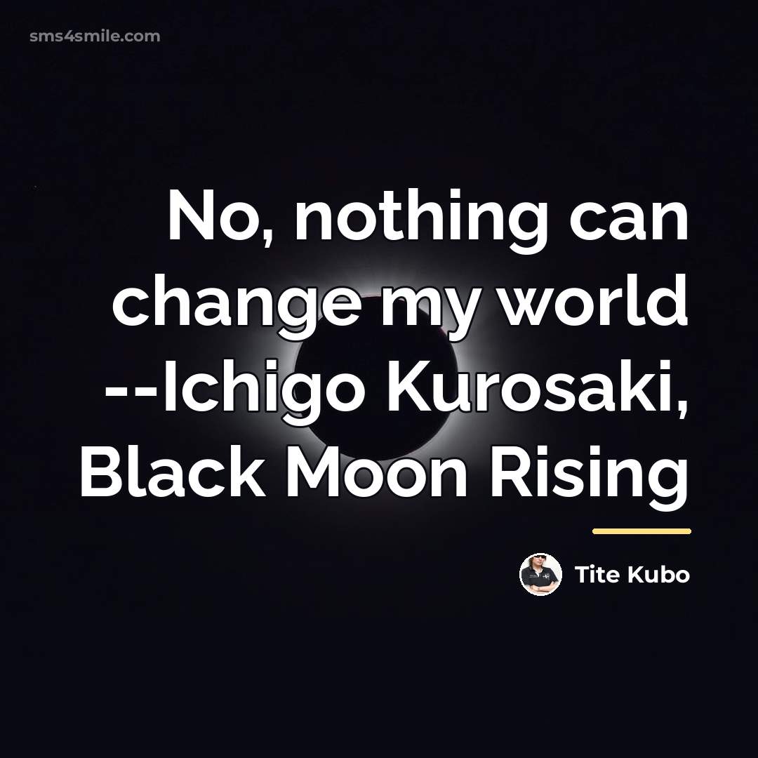 “No, nothing can change my world --Ichigo Kurosaki, Black Moon…” quote by Tite Kubo