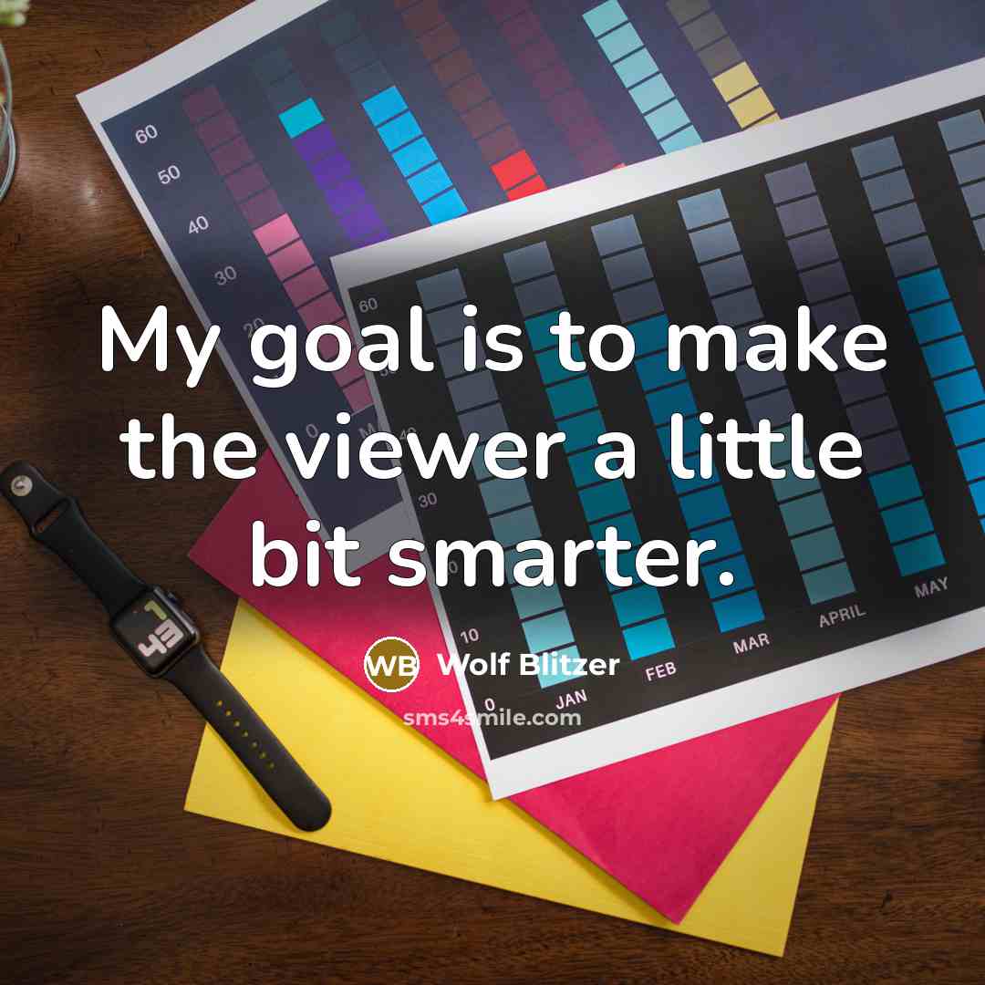 “My goal is to make the viewer a little bit…” quote by Wolf Blitzer