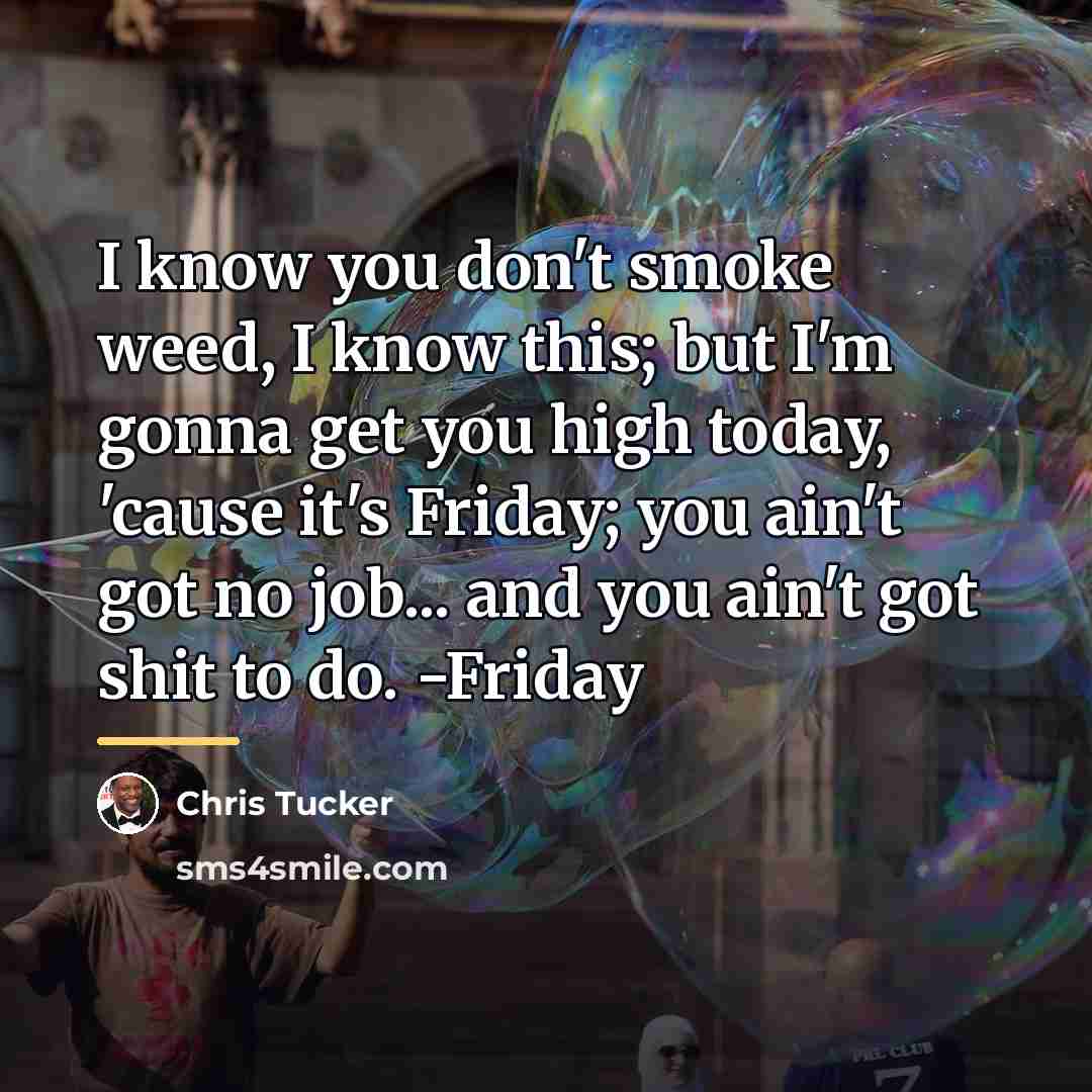 “I know you don't smoke weed, I know this; but…” quote by Chris Tucker