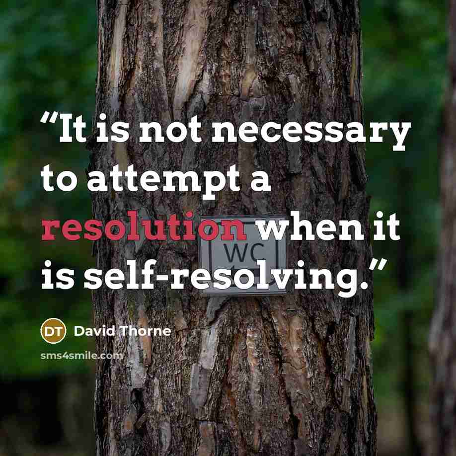 “It is not necessary to attempt a resolution when it is self-resolving.” quote by David Thorne