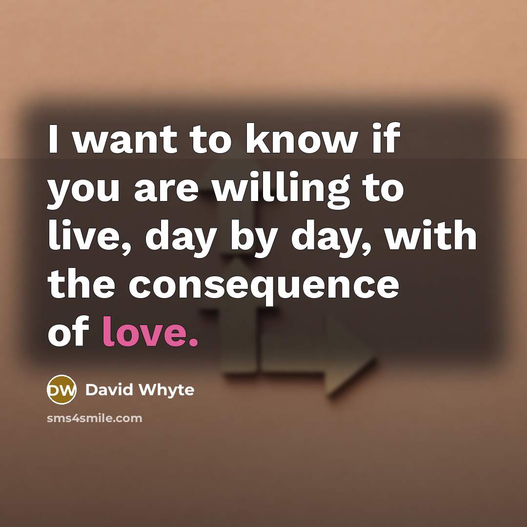 “I want to know if you are willing to live,…” quote by David Whyte