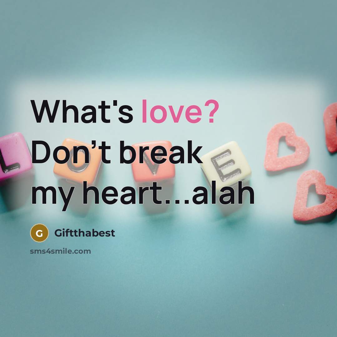 “What's love? Don't break my heart...alah…” quote by Giftthabest