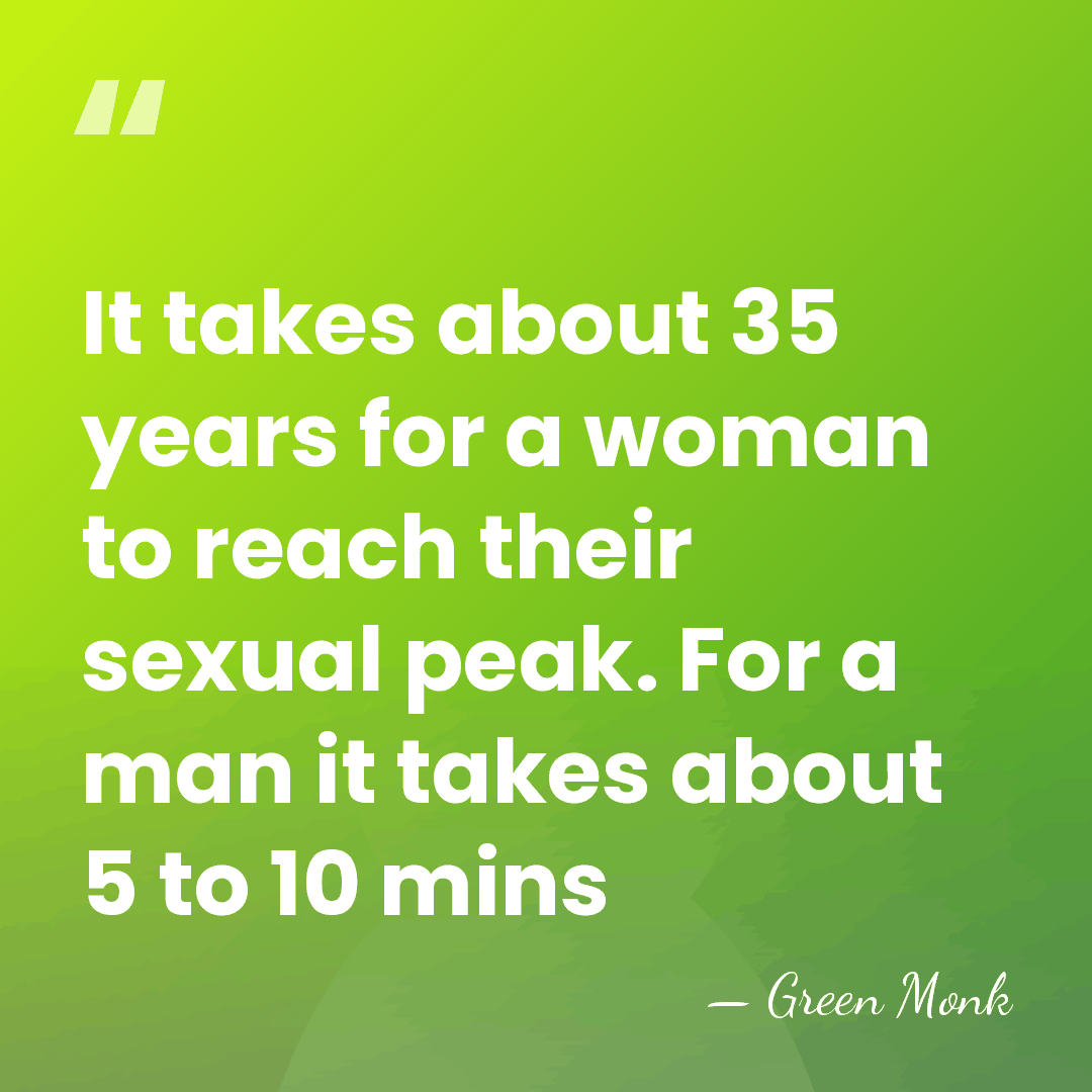 It takes about 35 years for a woman to reach their sexual&hellip; - Green Monk