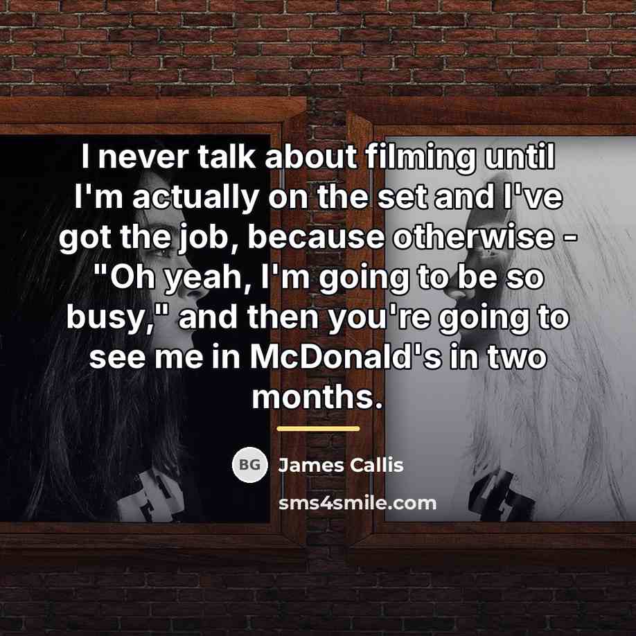 “I never talk about filming until I'm actually on the…” quote by James Callis