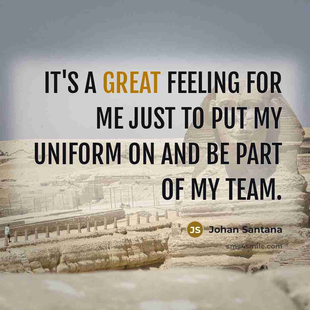 “It's a great feeling for me just to put my…” quote by Johan Santana