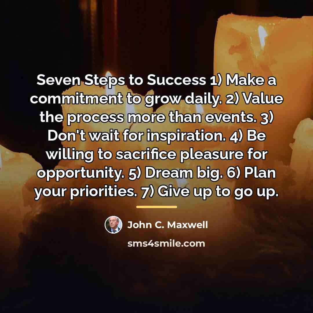 “Seven Steps to Success 1) Make a commitment to grow…” quote by John C. Maxwell