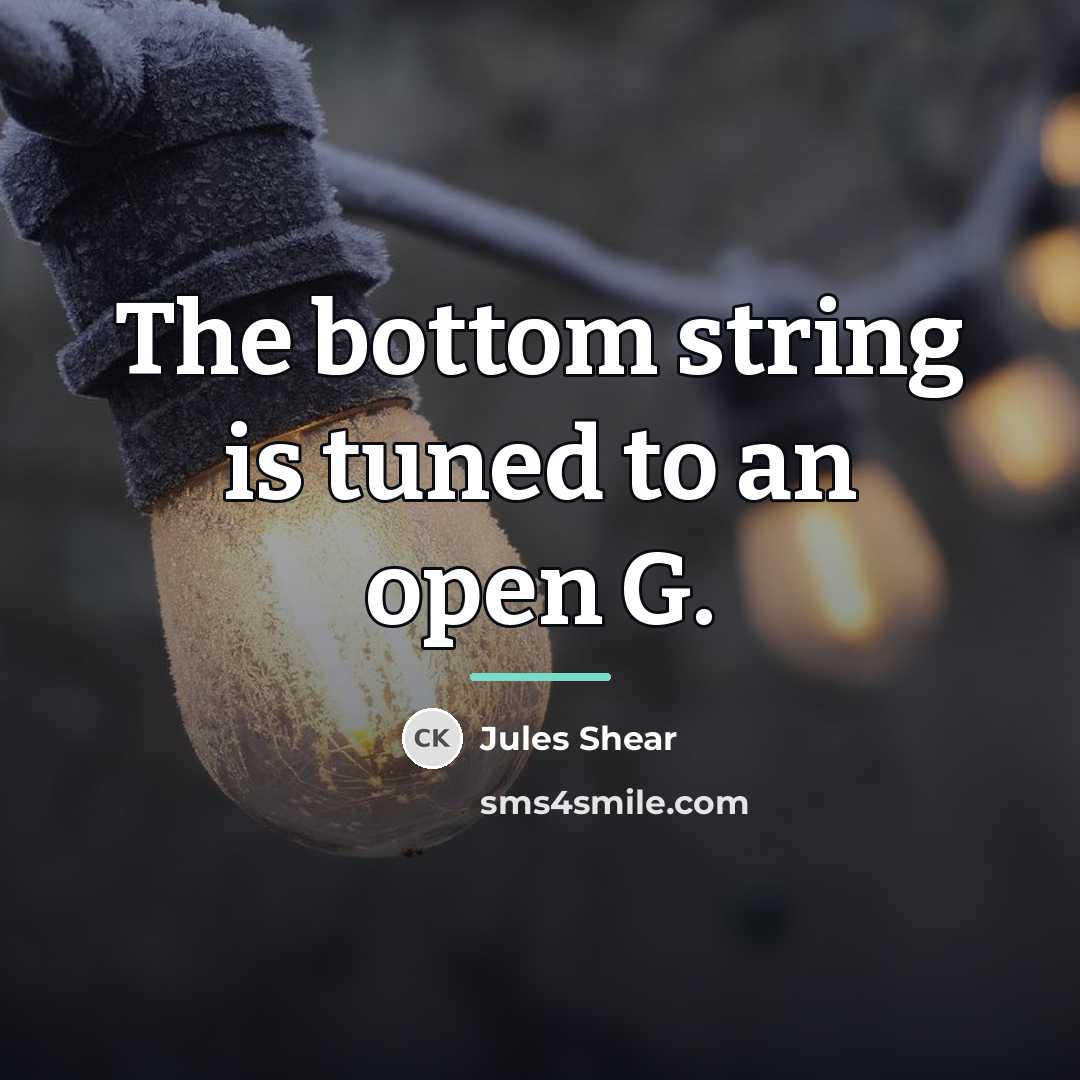 “The bottom string is tuned to an open G.…” quote by Jules Shear