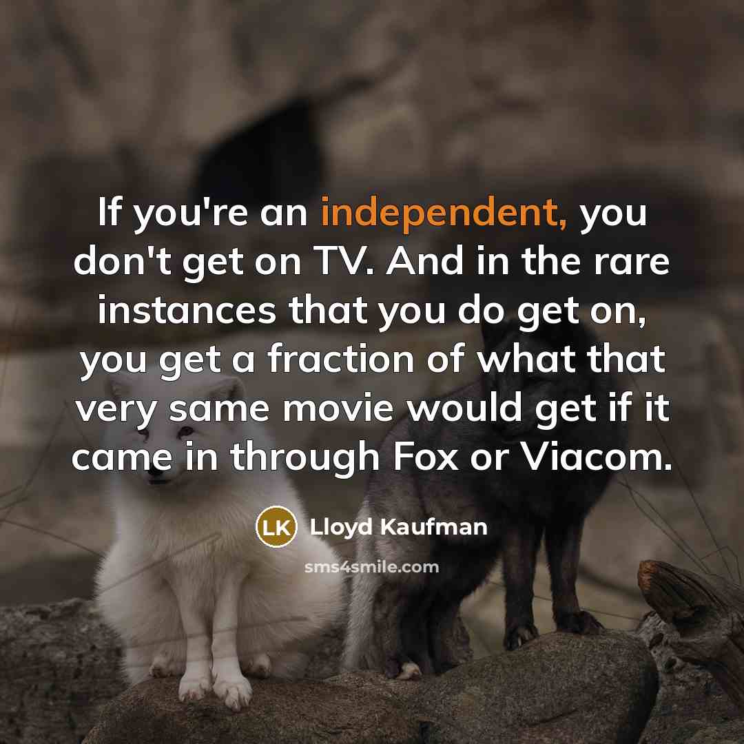 “If you're an independent, you don't get on TV. And…” quote by Lloyd Kaufman