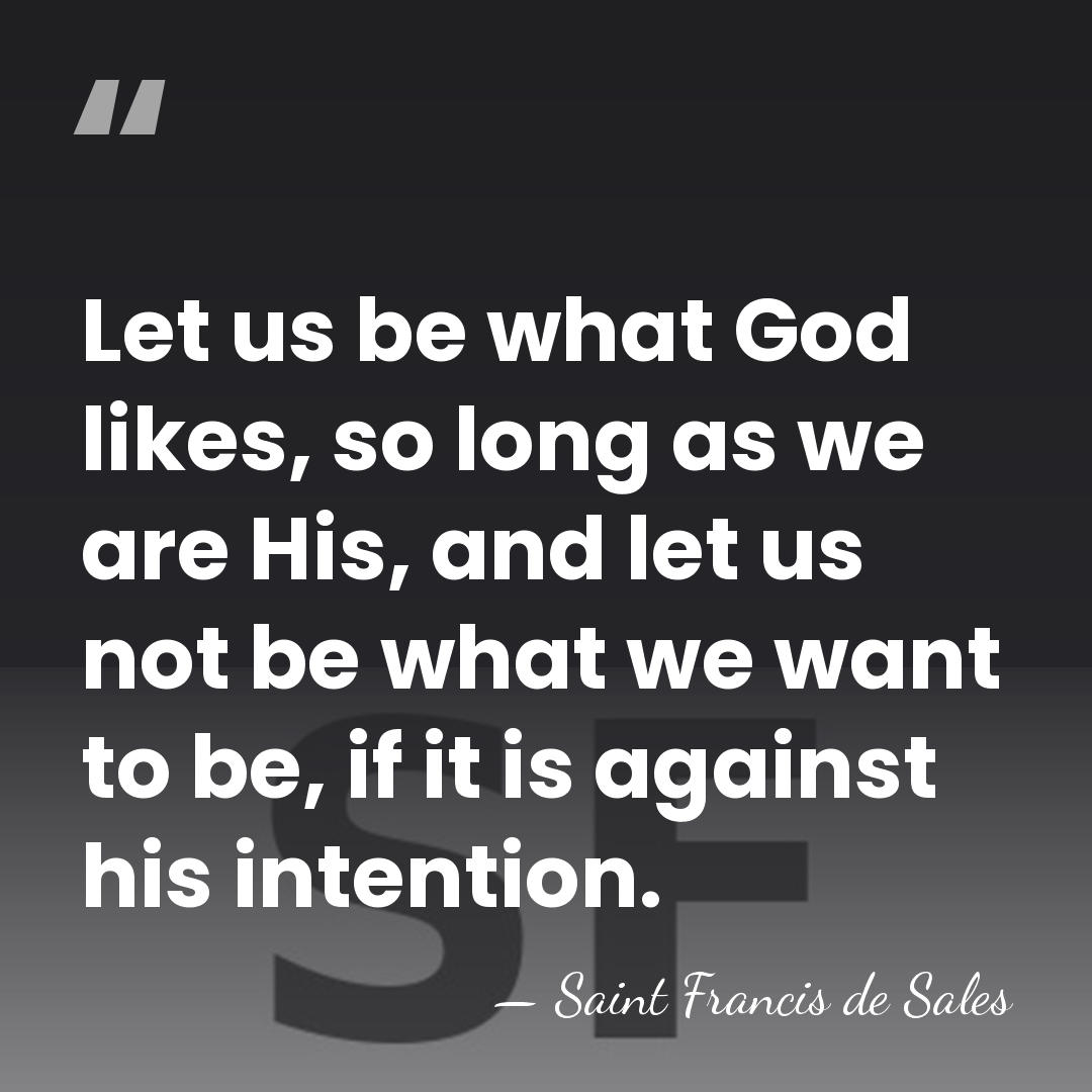Let us be what God likes, so long as we are His,&hellip; - Saint Francis de Sales
