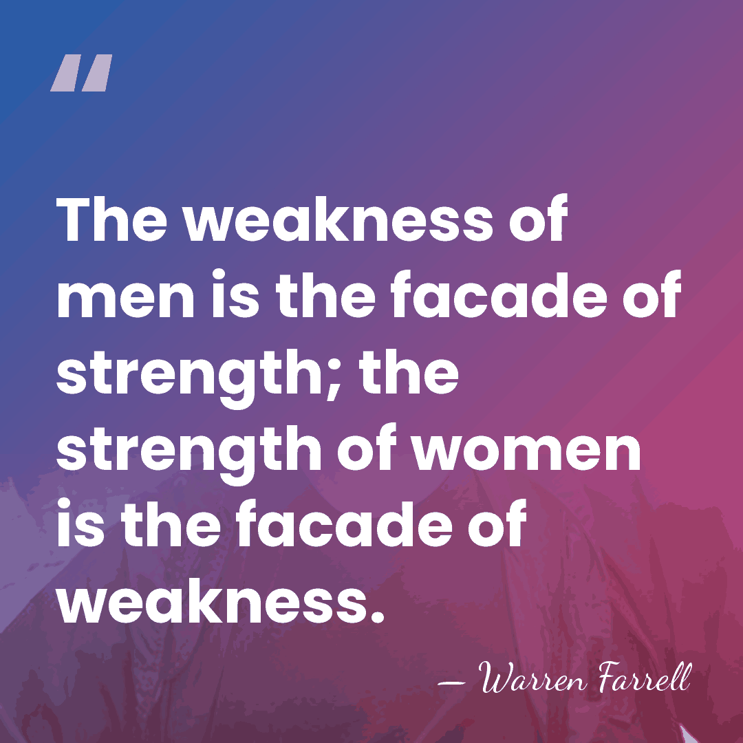The weakness of men is the facade of strength; the strength of&hellip; - Warren Farrell