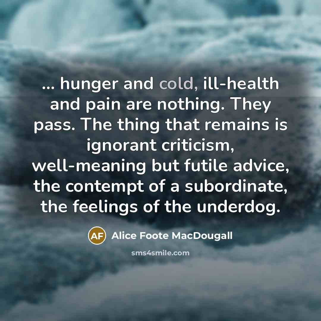 “... hunger and cold, ill-health and pain are nothing. They…” quote by Alice Foote MacDougall
