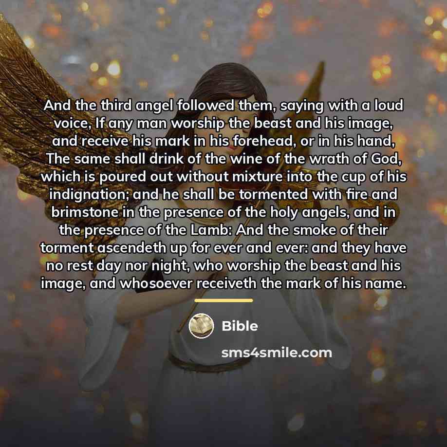“And the third angel followed them, saying with a loud…” quote by Bible