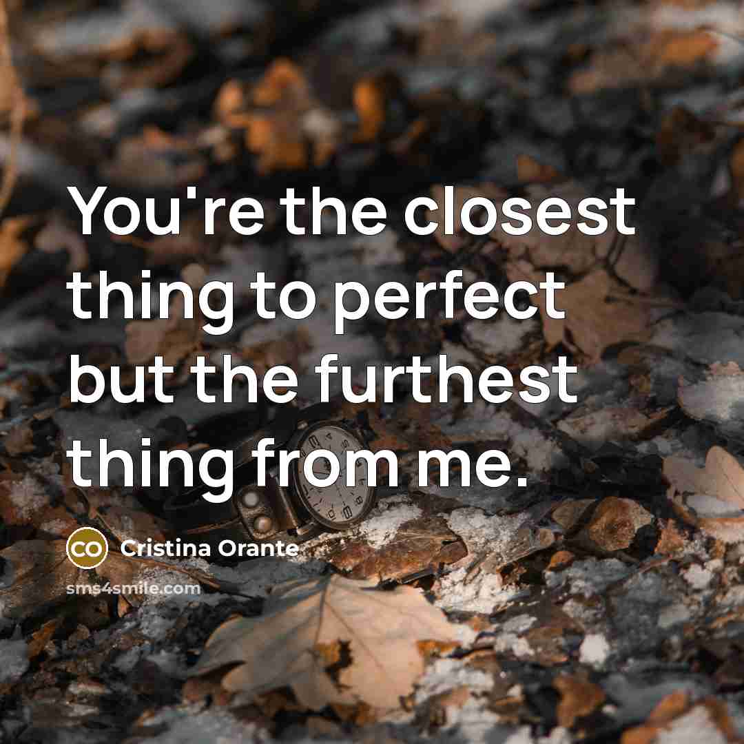 “You're the closest thing to perfect but the furthest thing from me.” quote by Cristina Orante