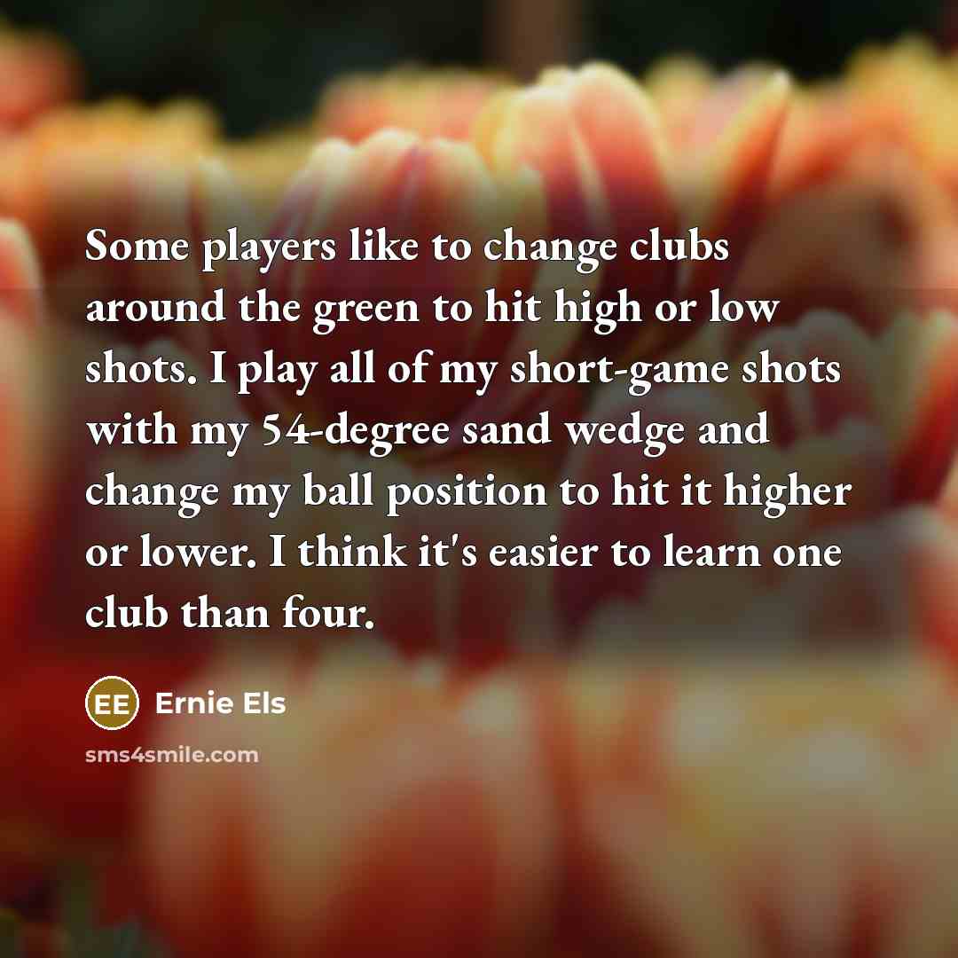 “Some players like to change clubs around the green to…” quote by Ernie Els