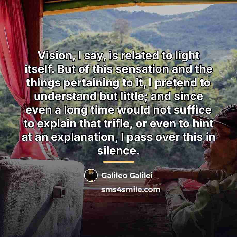 “Vision, I say, is related to light itself. But of…” quote by Galileo Galilei