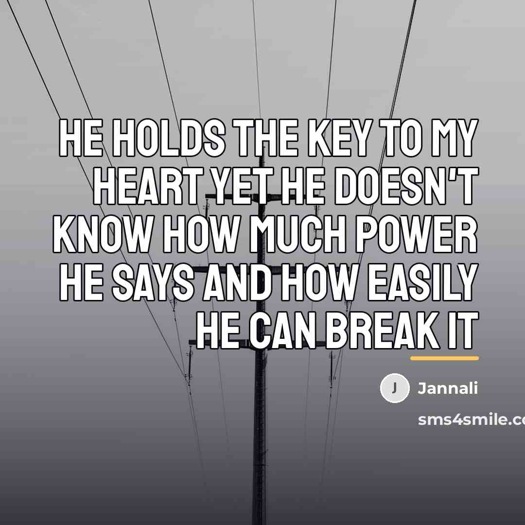 “He holds the key to my heart yet he doesn't…” quote by Jannali