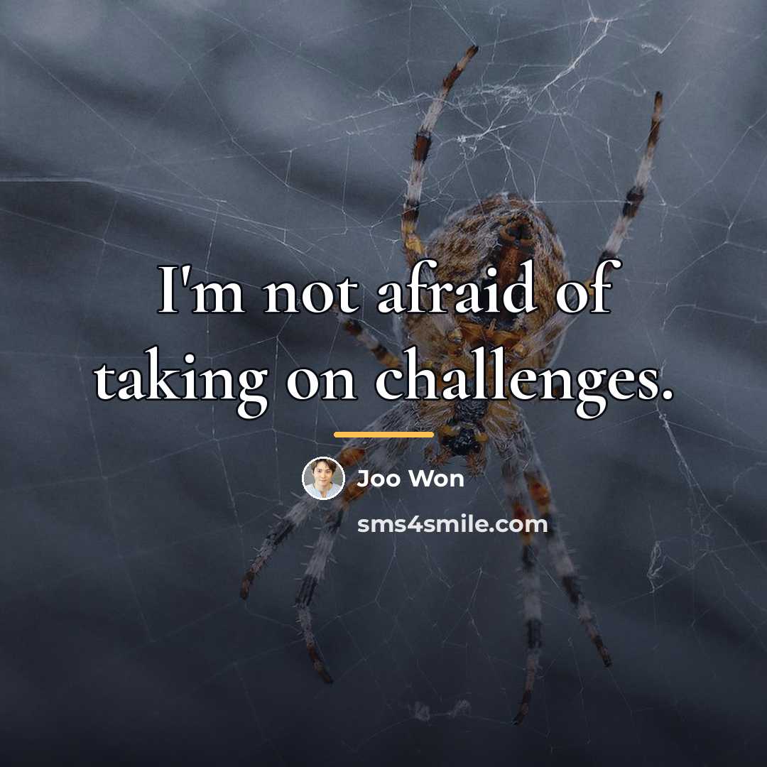 “I'm not afraid of taking on challenges.…” quote by Joo Won