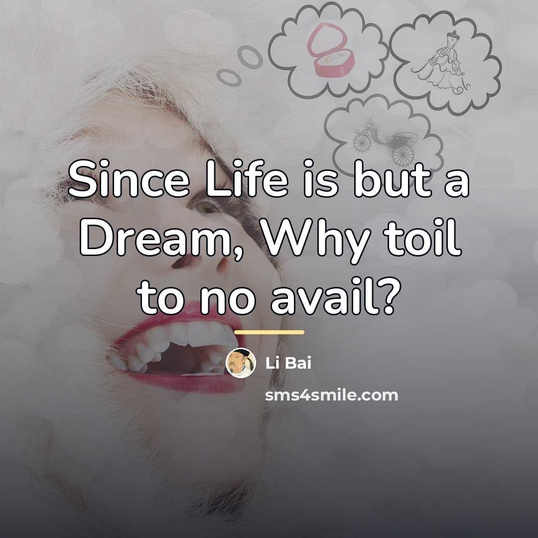 “Since Life is but a Dream, Why toil to no…” quote by Li Bai