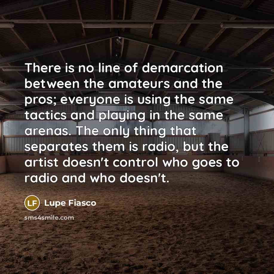 “There is no line of demarcation between the amateurs and…” quote by Lupe Fiasco