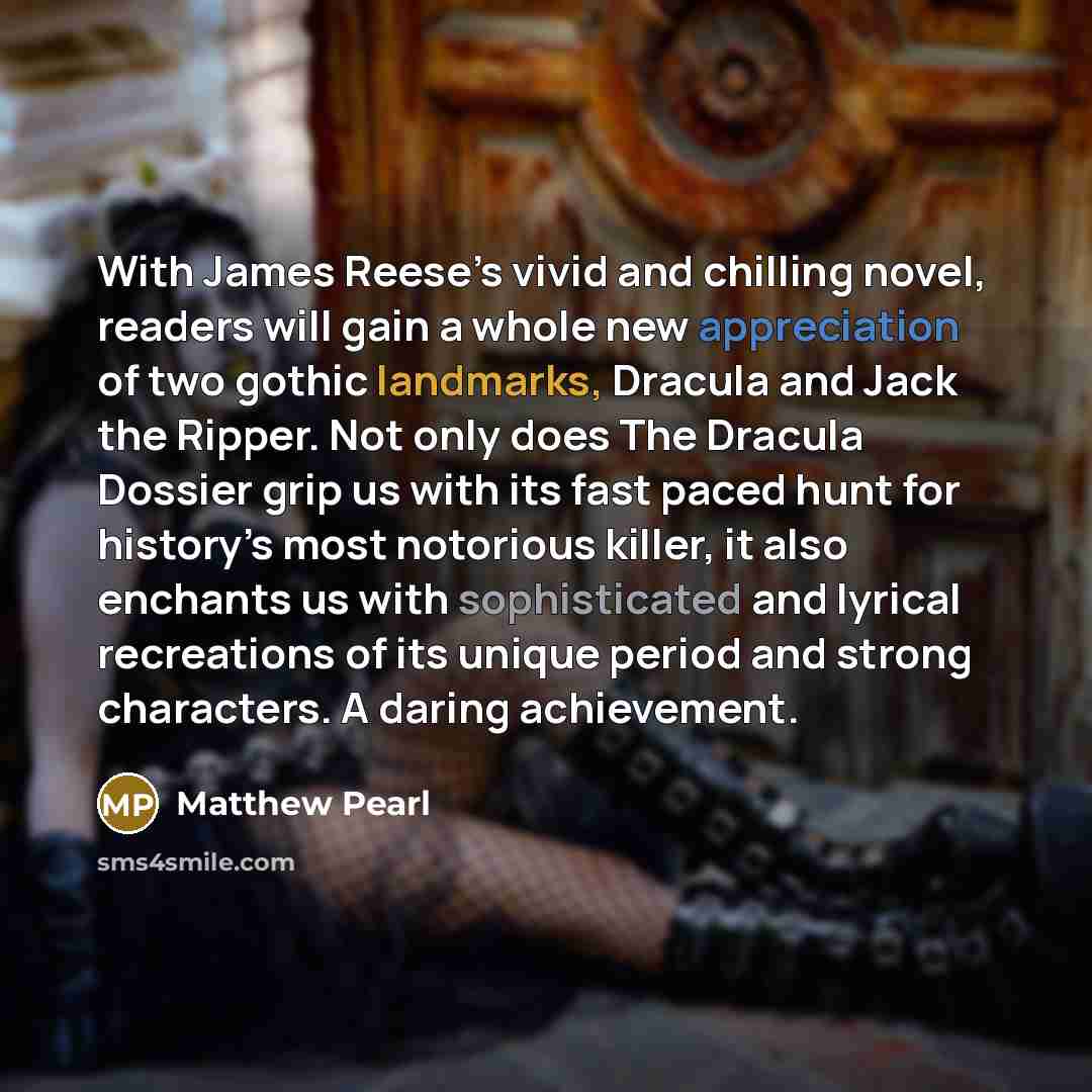 “With James Reese’s vivid and chilling novel, readers will gain…” quote by Matthew Pearl