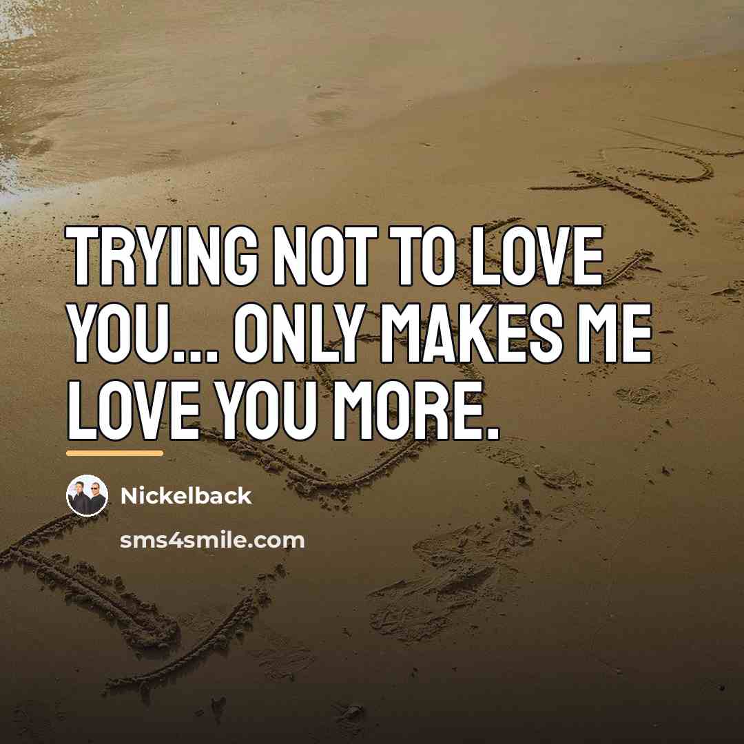 “Trying not to love you... only makes me love you…” quote by Nickelback
