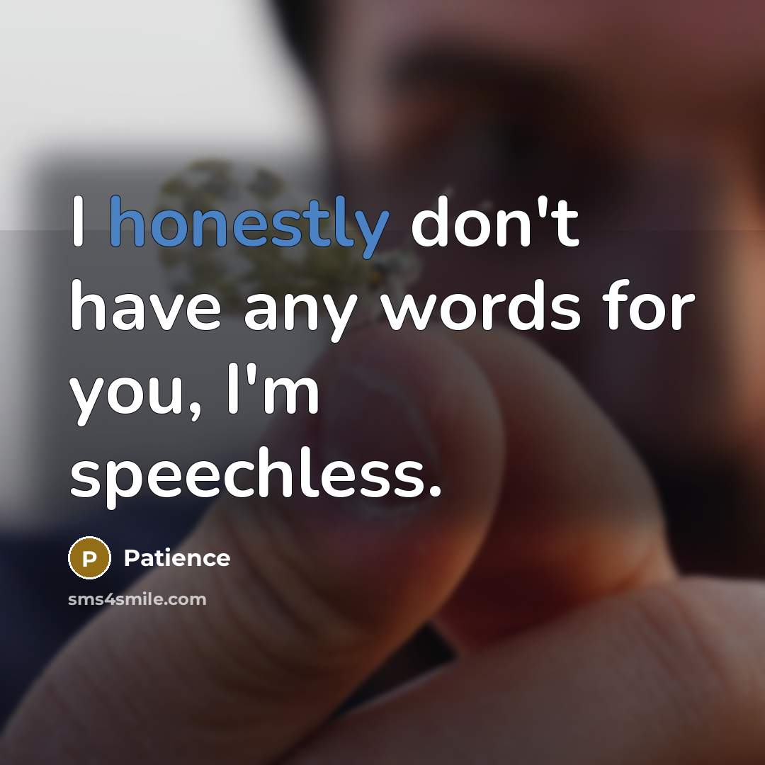 “I honestly don't have any words for you, I'm speechless.” quote by Patience