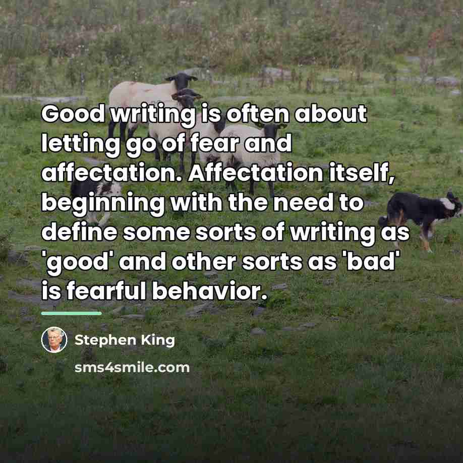 “Good writing is often about letting go of fear and…” quote by Stephen King