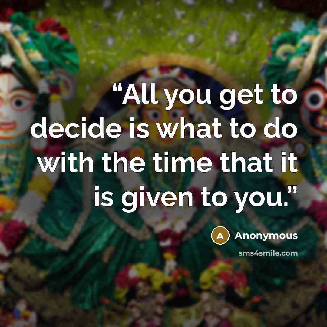 “All you get to decide is what to do with the time that it is given to you.” quote by Anonymous