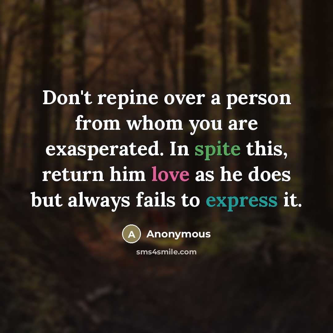 “Don't repine over a person from whom you are exasperated.…” quote by Anonymous
