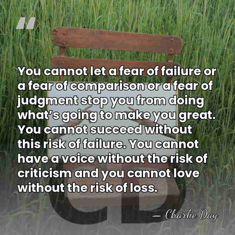 You cannot let a fear of failure or a fear of comparison&hellip; - Charlie Day