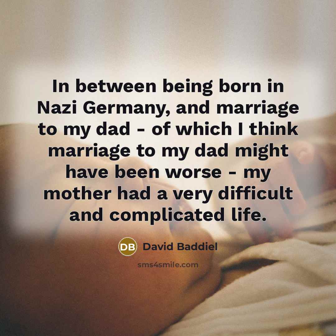 “In between being born in Nazi Germany, and marriage to…” quote by David Baddiel