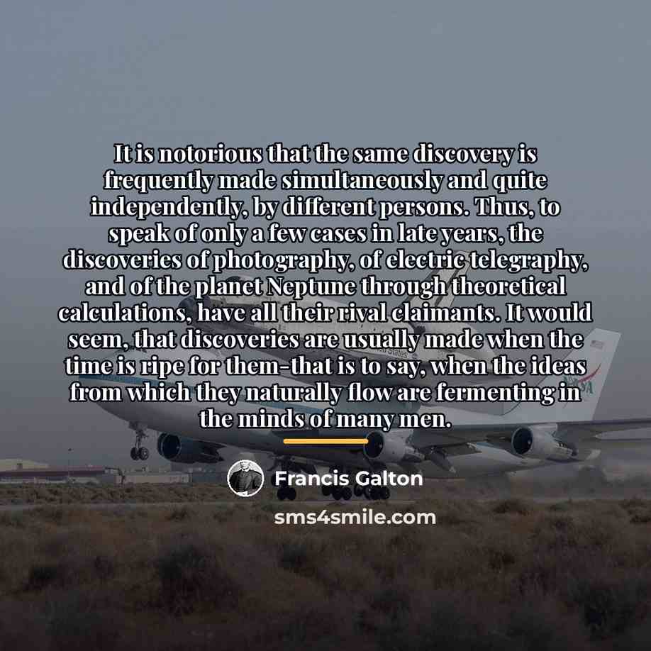 “It is notorious that the same discovery is frequently made…” quote by Francis Galton