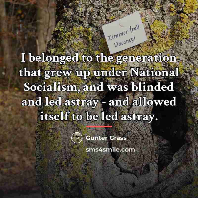“I belonged to the generation that grew up under National…” quote by Gunter Grass