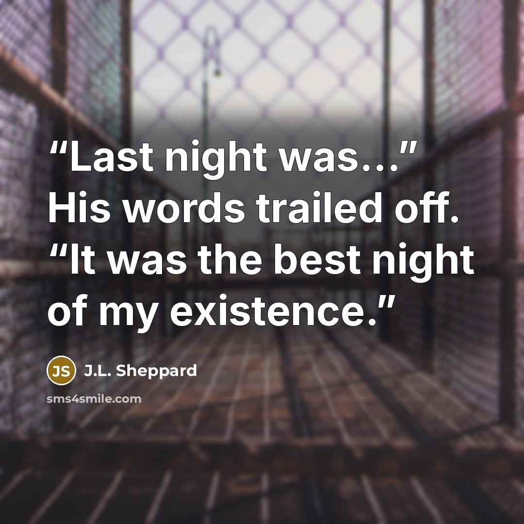 “Last night was...” His words trailed off. “It was the best night of my existence.” quote by J.L. Sheppard