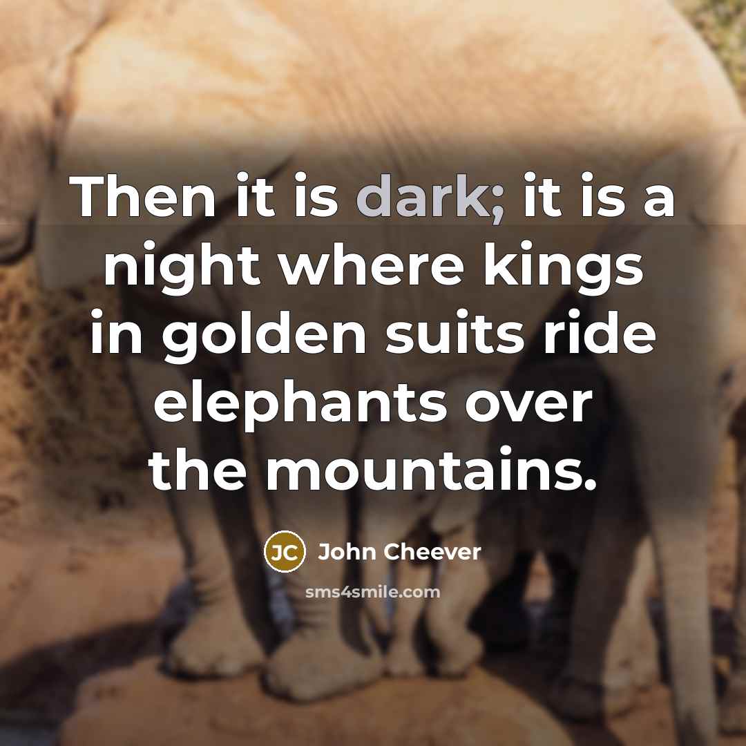 “Then it is dark; it is a night where kings…” quote by John Cheever